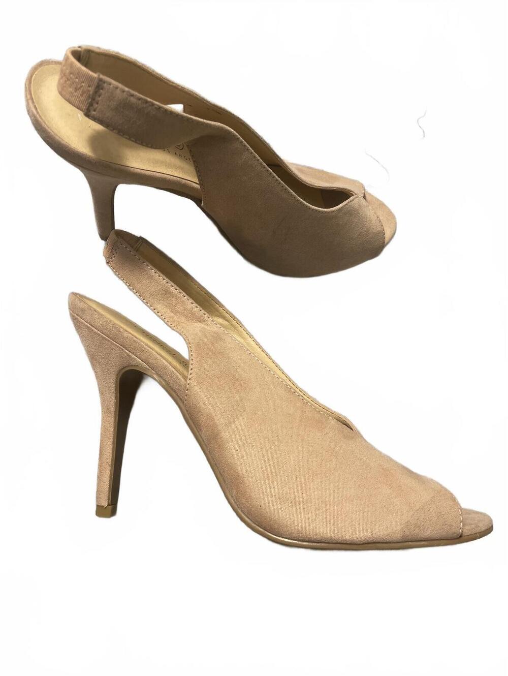 Chinese Laundry Womens Suede Peep Heels Size 8.5 Wedding Beige Tan Sexy Boho - Picture 5 of 6